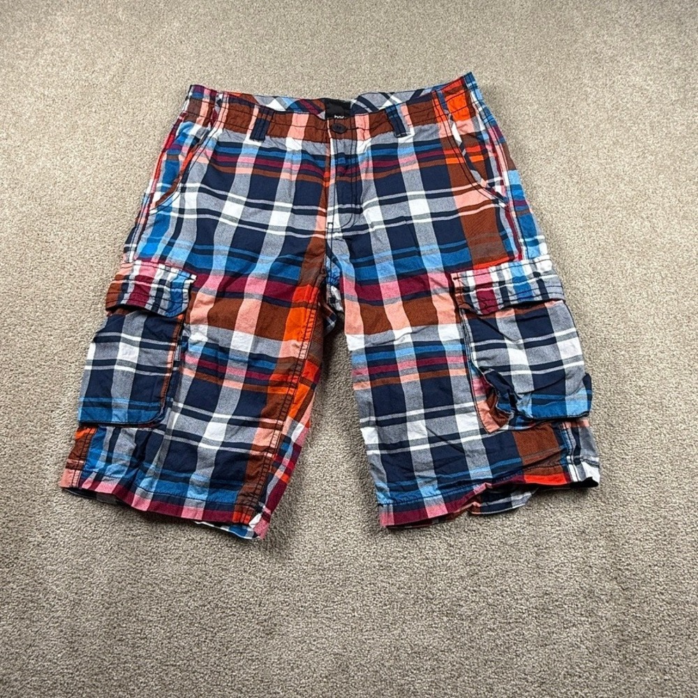 Bar III Mens 32 Multicolor Plaid Cargo Shorts Casual Summer Pocket 12" Inseam‎